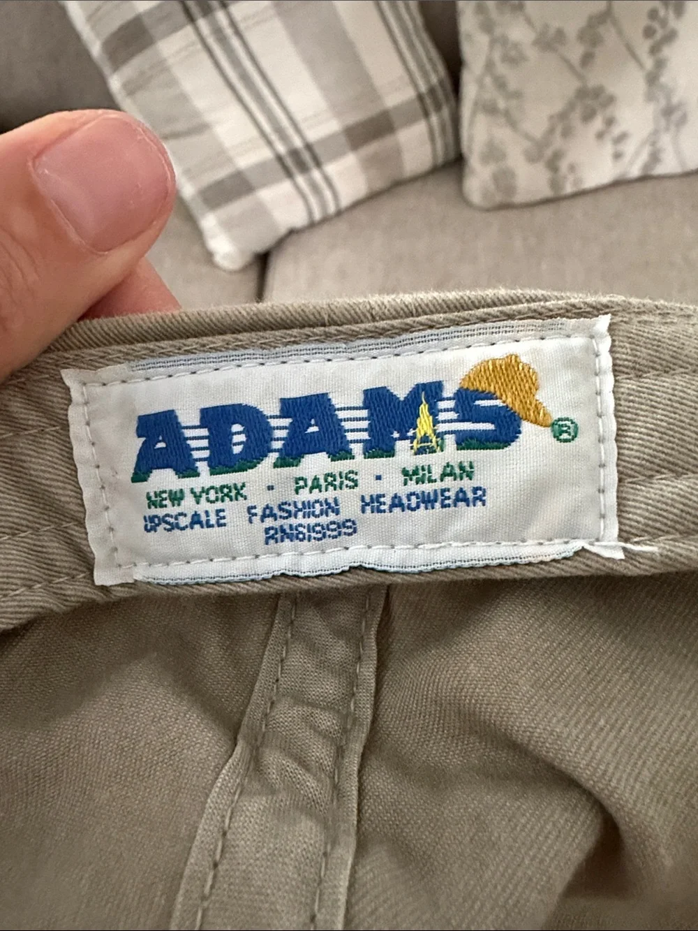 Adams Khaki Tan Cotton Nautical Sailboat Embroidery Dad Hat Leather Strap Cap